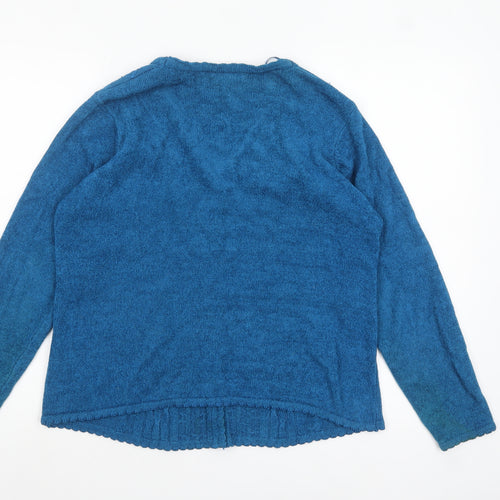 Bm Womens Blue V-Neck Embroidered Cardigan Jumper Size M