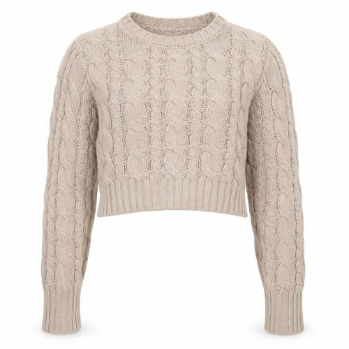 NA-KD Women Beige Cable-Knit Cotton Blend Jumper L