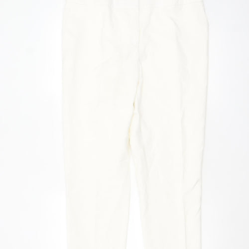 Jaeger Women Ivory Viscose Stretch Straight Trousers UK16