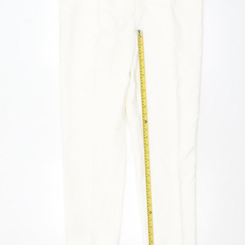 Jaeger Women Ivory Viscose Stretch Straight Trousers UK16