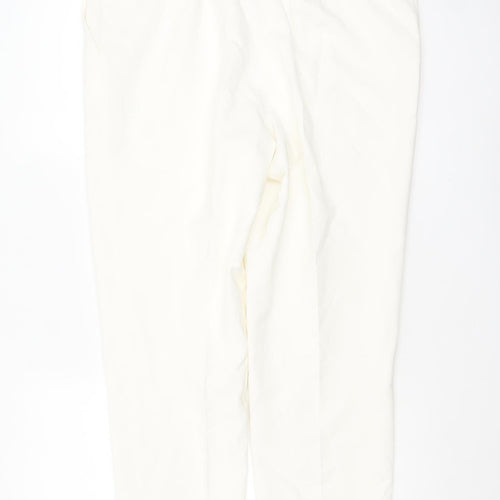 Jaeger Women Ivory Viscose Stretch Straight Trousers UK16