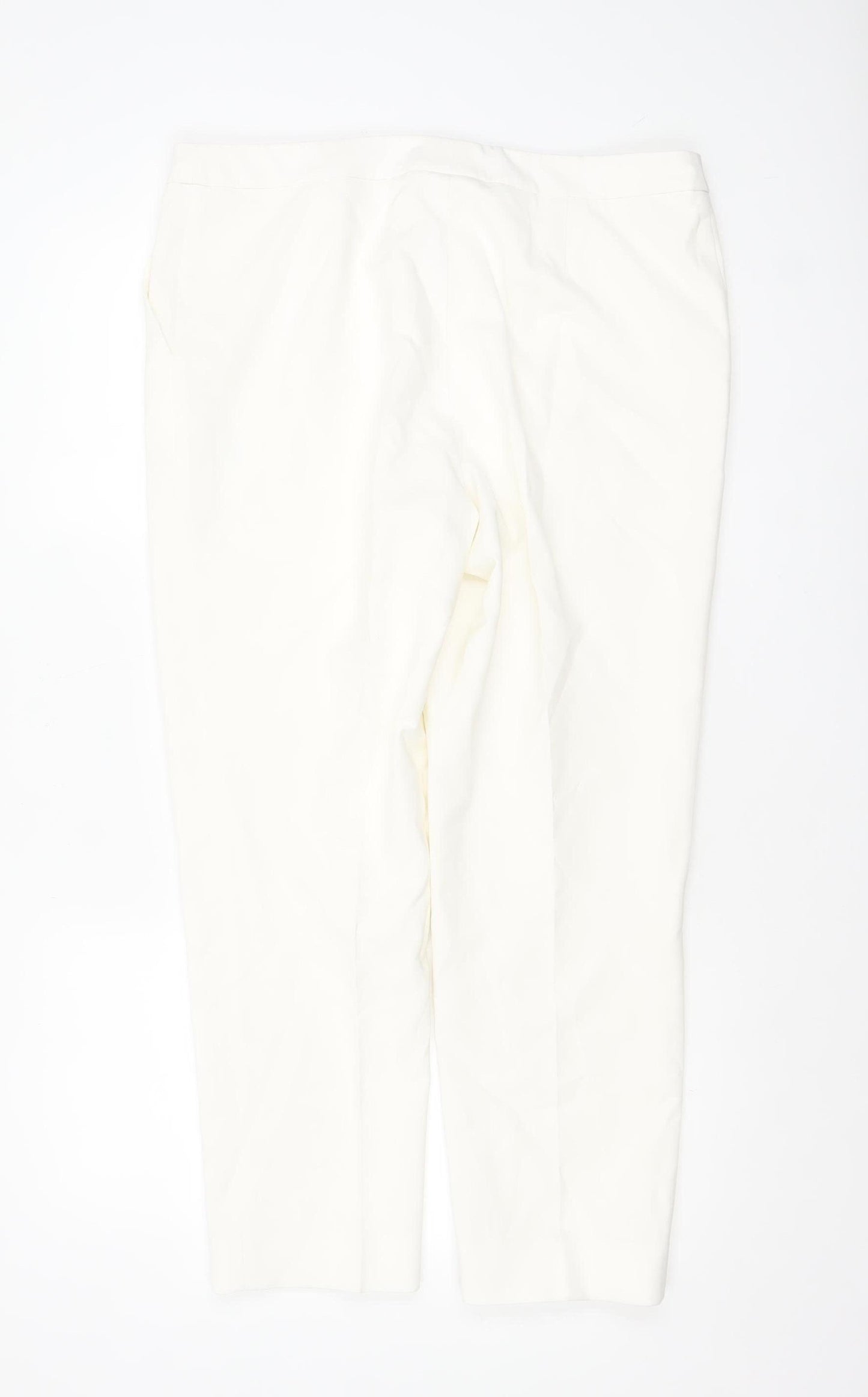 Jaeger Women Ivory Viscose Stretch Straight Trousers UK16