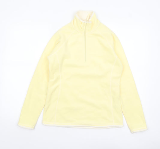 Mountain Warehouse Women Yellow Fleece 1/4 Zip Pullover UK 8