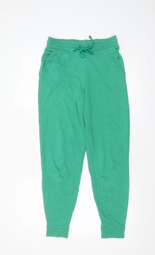 Marks and Spencer Women's Green Cotton Jogger Trousers Size 8