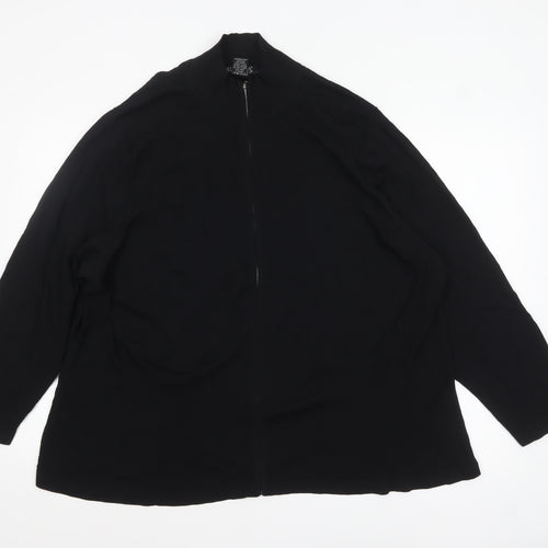 Dialogue Women Black 3XL Full Zip Cardigan in Rayon Blend