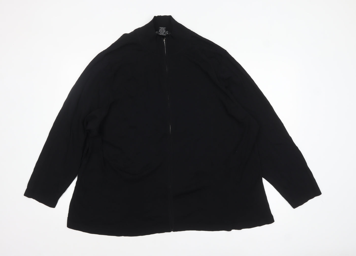 Dialogue Women Black 3XL Full Zip Cardigan in Rayon Blend