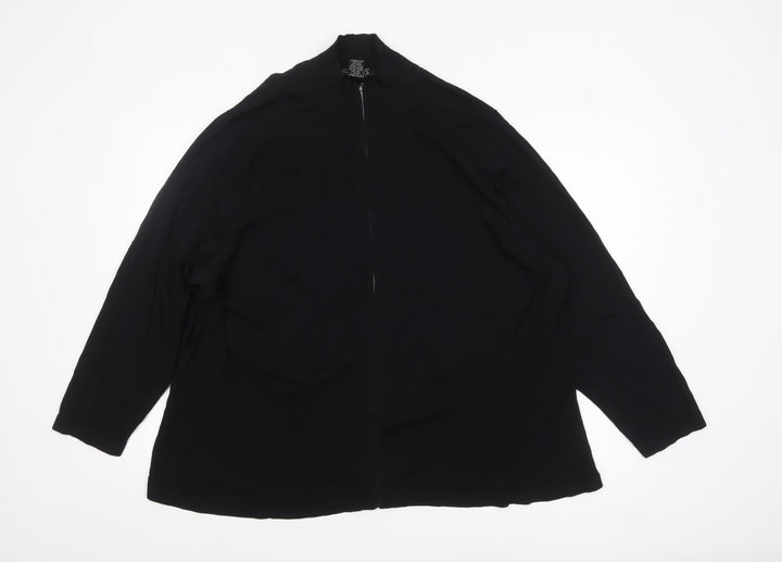 Dialogue Women Black 3XL Full Zip Cardigan in Rayon Blend