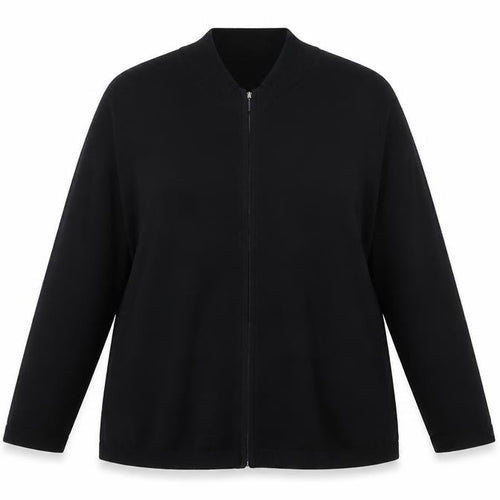 Dialogue Women Black 3XL Full Zip Cardigan in Rayon Blend
