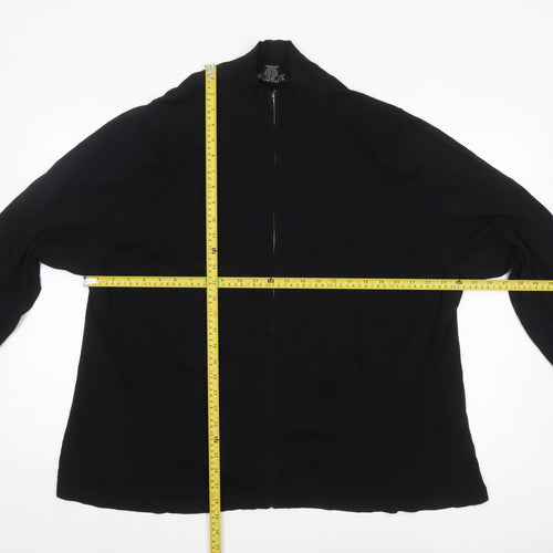 Dialogue Women Black 3XL Full Zip Cardigan in Rayon Blend