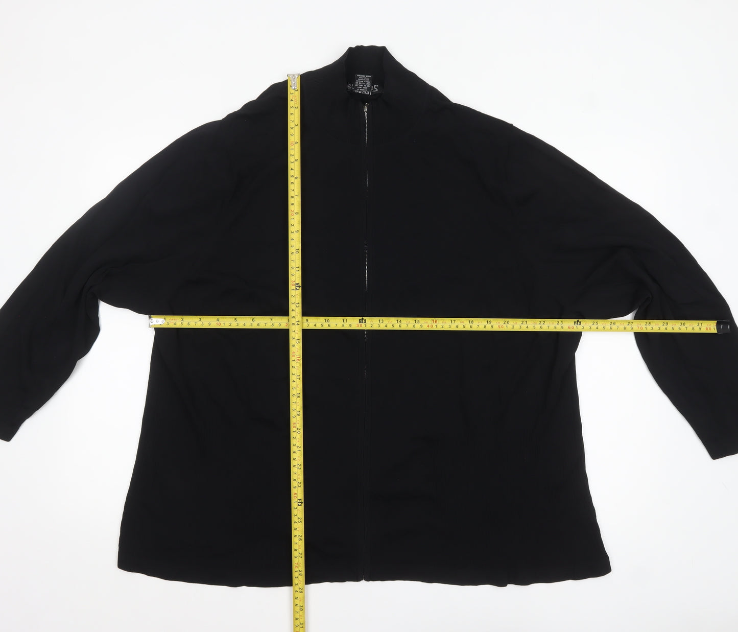 Dialogue Women Black 3XL Full Zip Cardigan in Rayon Blend