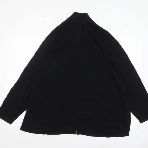Dialogue Women Black 3XL Full Zip Cardigan in Rayon Blend