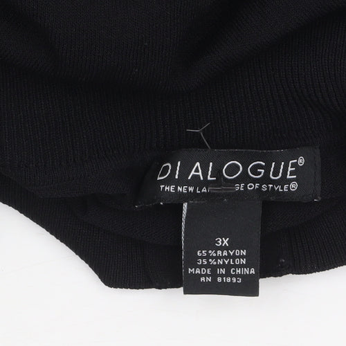 Dialogue Women Black 3XL Full Zip Cardigan in Rayon Blend