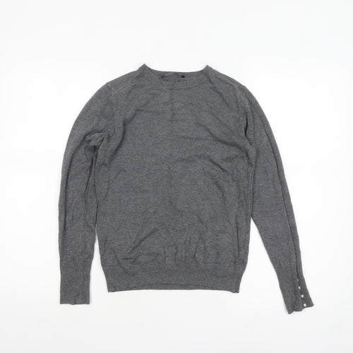 Zara Women Grey Knit Crew Neck Pullover Jumper Size 12