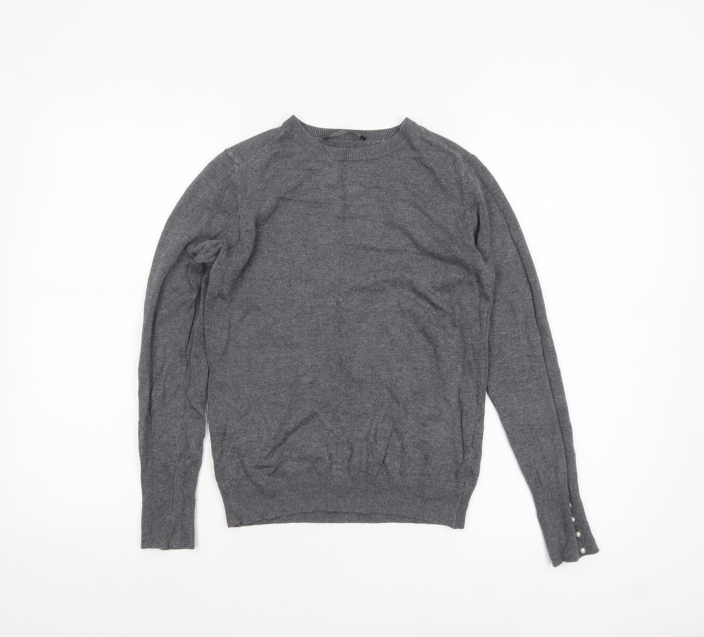 Zara Women Grey Knit Crew Neck Pullover Jumper Size 12