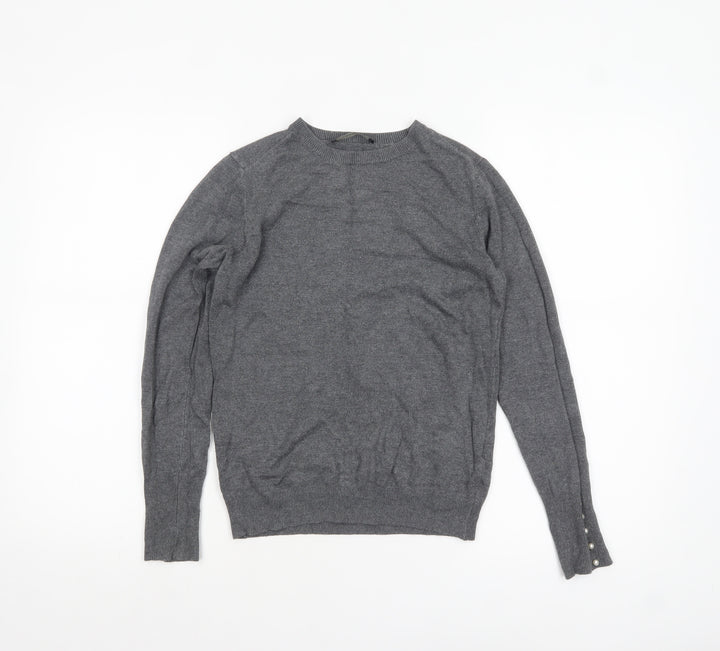 Zara Women Grey Knit Crew Neck Pullover Jumper Size 12