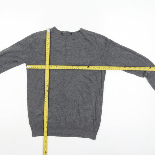 Zara Women Grey Knit Crew Neck Pullover Jumper Size 12