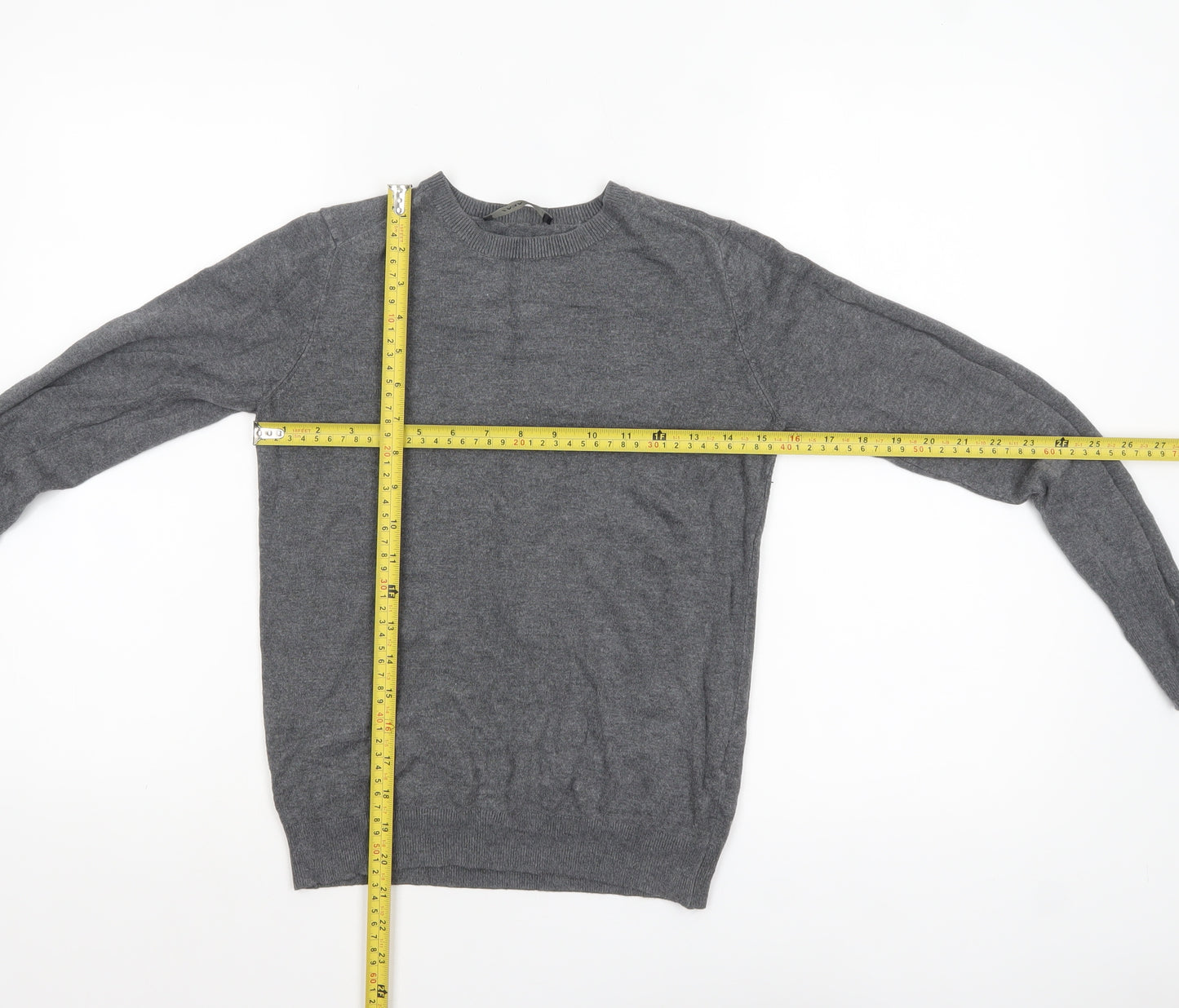 Zara Women Grey Knit Crew Neck Pullover Jumper Size 12