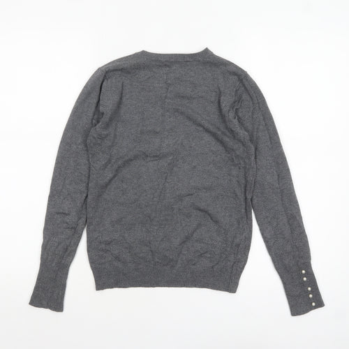 Zara Women Grey Knit Crew Neck Pullover Jumper Size 12