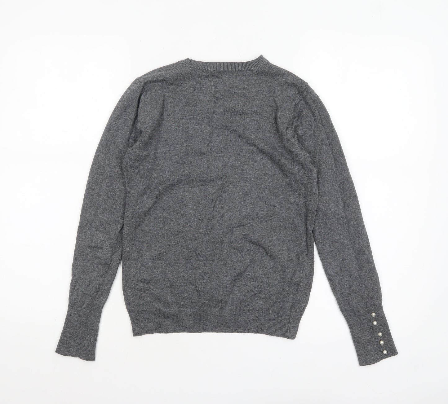 Zara Women Grey Knit Crew Neck Pullover Jumper Size 12