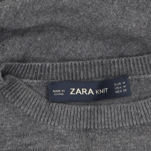 Zara Women Grey Knit Crew Neck Pullover Jumper Size 12