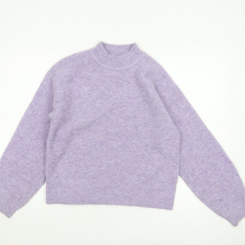 Marks and Spencer Women’s Purple Mock Neck Wool Blend Jumper XS