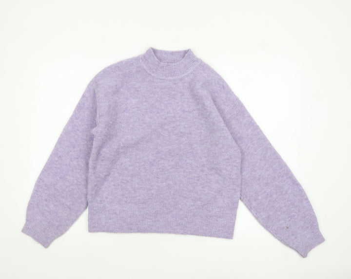 Marks and Spencer Women’s Purple Mock Neck Wool Blend Jumper XS