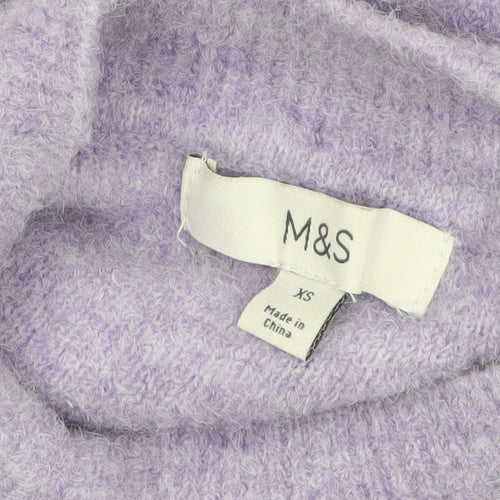 Marks and Spencer Women’s Purple Mock Neck Wool Blend Jumper XS