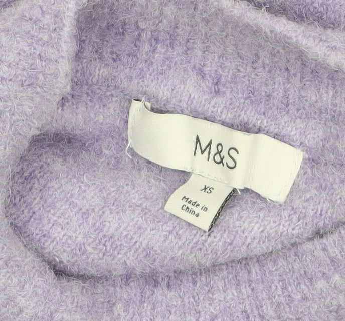 Marks and Spencer Women’s Purple Mock Neck Wool Blend Jumper XS