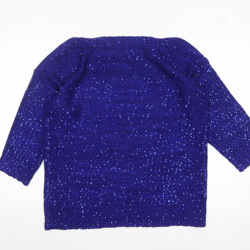 Bm Collection Women's Blue Sequin Knit Pullover Jumper M
