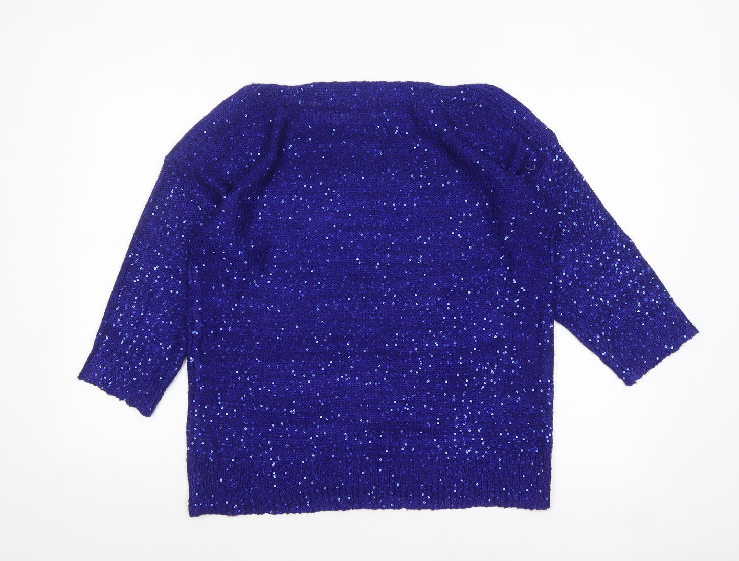 Bm Collection Women's Blue Sequin Knit Pullover Jumper M
