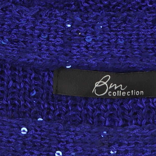 Bm Collection Women's Blue Sequin Knit Pullover Jumper M
