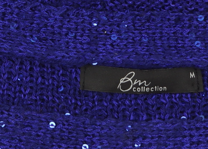 Bm Collection Women's Blue Sequin Knit Pullover Jumper M