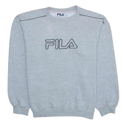 Fila Men's Grey Crew Neck Logo Pullover Sweatshirt Size L