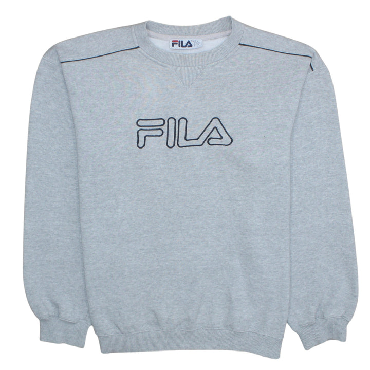 Fila Men's Grey Crew Neck Logo Pullover Sweatshirt Size L