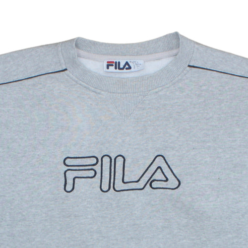 Fila Men's Grey Crew Neck Logo Pullover Sweatshirt Size L