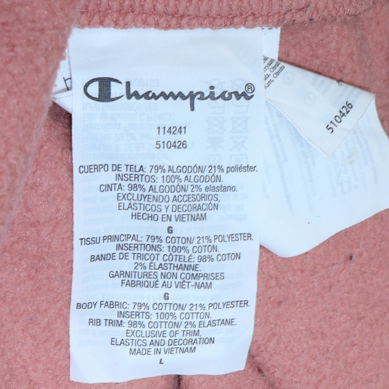 Champion Women’s Pink Pullover Hoodie Sweatshirt L Cotton Blend