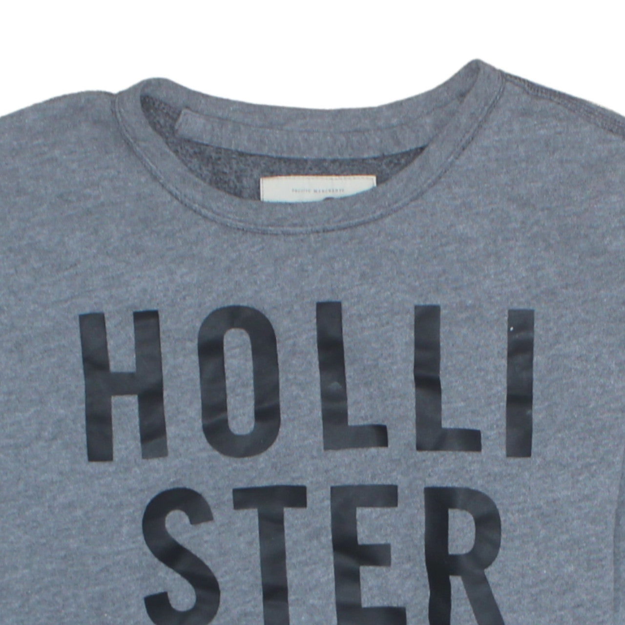 Hollister Men's Grey Logo Pullover Sweatshirt M Crew Neck Graphic Print