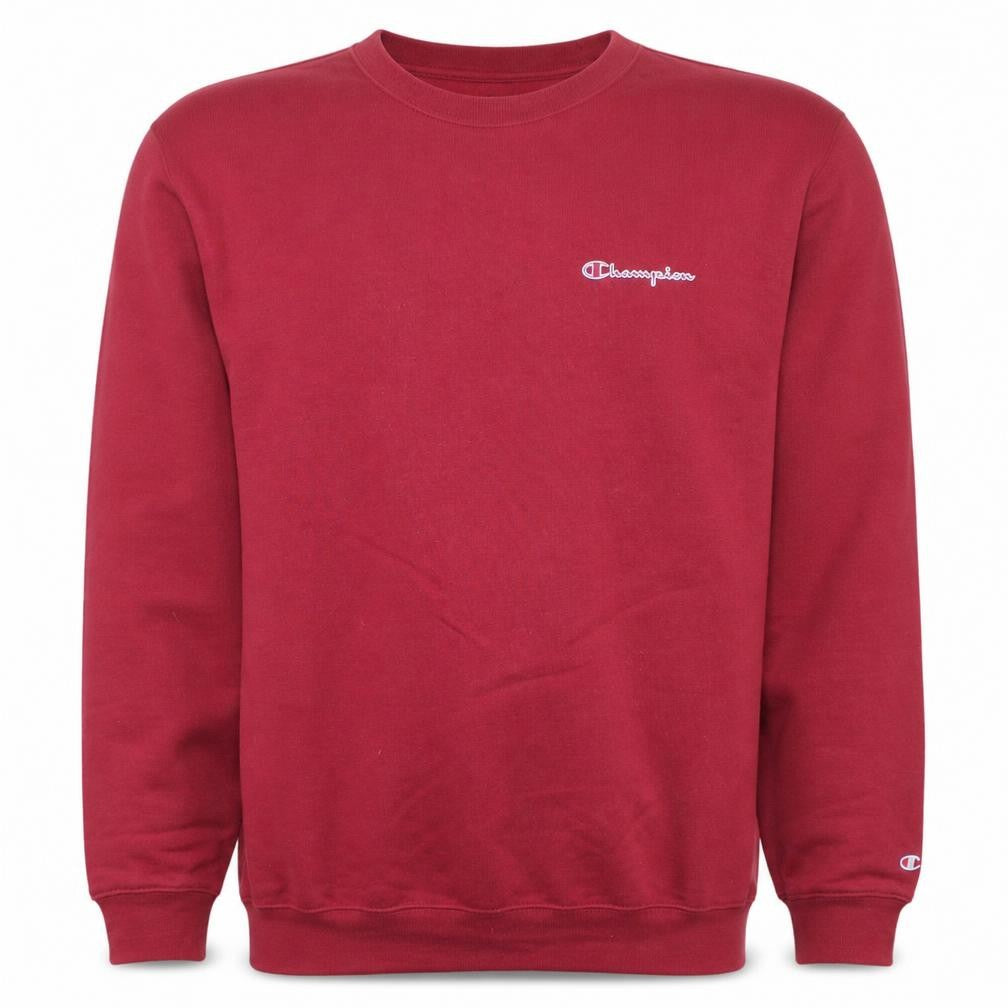 Front view of Champion Men's Red Crew Neck Pullover Sweatshirt, size L
