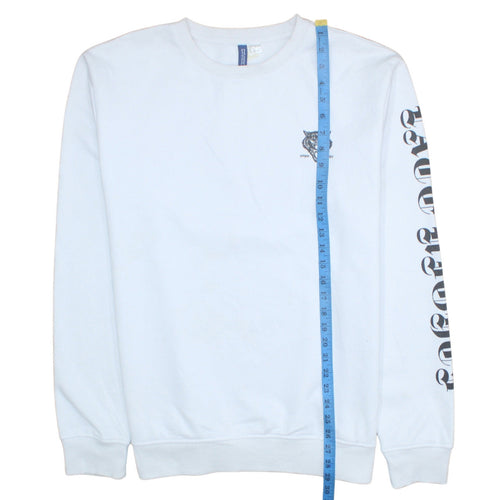 H&M Divided Men's White Wolf Graphic Pullover Sweatshirt XL