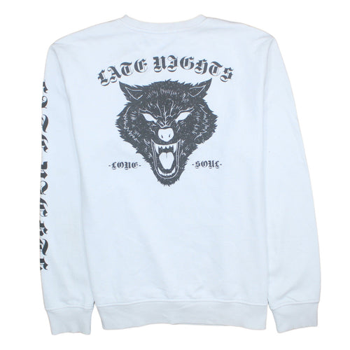 H&M Divided Men's White Wolf Graphic Pullover Sweatshirt XL