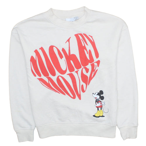 Primark Disney Women's White Mickey Mouse Pullover Sweatshirt 2XS