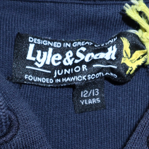 Lyle & Scott Boys Blue Pullover Hoodie 12-13 Years Cotton Logo Sweatshirt