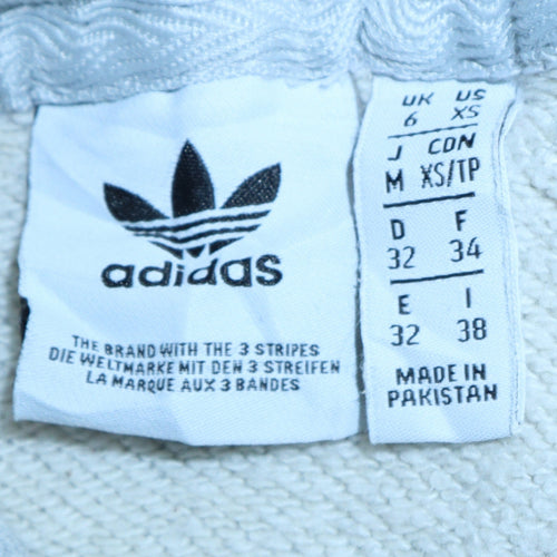 Adidas Women’s Grey Hooded Pullover Hoodie XS UK 6 Cotton Blend
