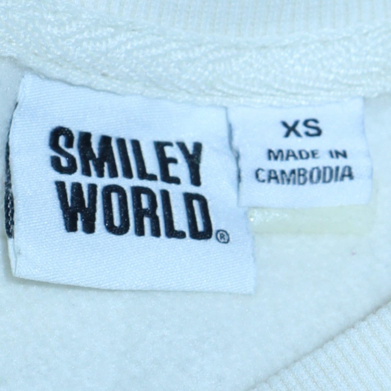 Smiley World Womens White XS Pullover Sweatshirt with Graphic Print