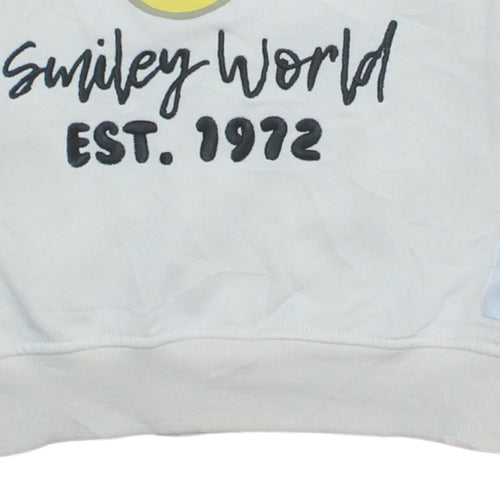 Smiley World Womens White XS Pullover Sweatshirt with Graphic Print