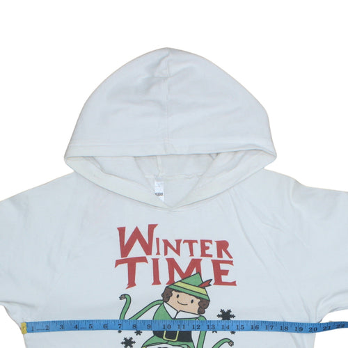American Apparel Women White Buddy The Elf Winter Time Pullover Hoodie M