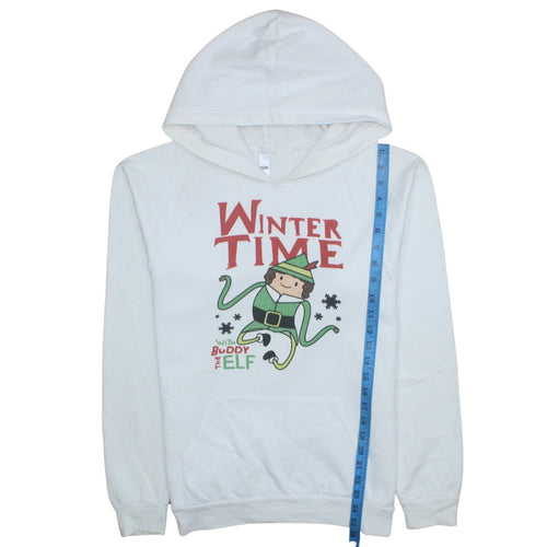 American Apparel Women White Buddy The Elf Winter Time Pullover Hoodie M