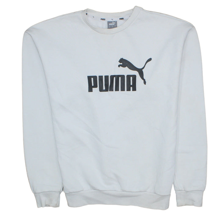 Puma Men's White Logo Pullover Sweatshirt Size M Crew Neck