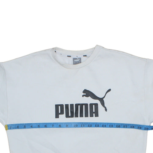 Puma Men's White Logo Pullover Sweatshirt Size M Crew Neck