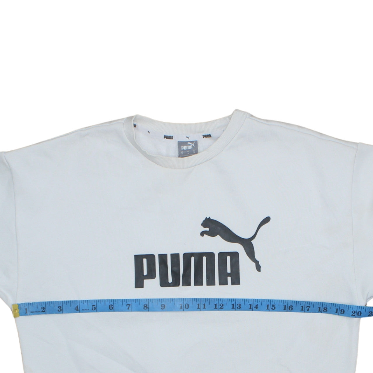 Puma Men's White Logo Pullover Sweatshirt Size M Crew Neck